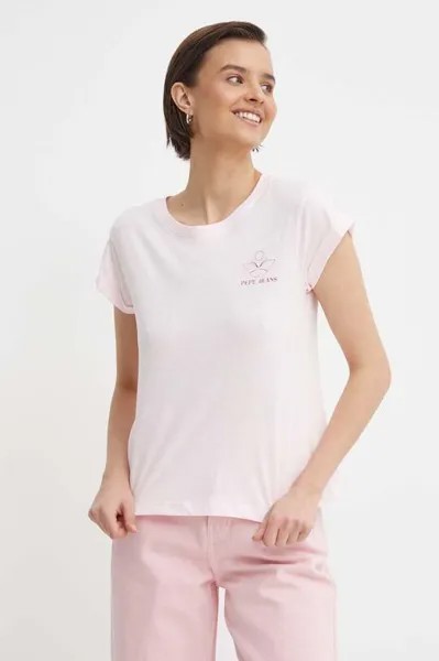Хлопковая футболка Pepe Jeans, роза