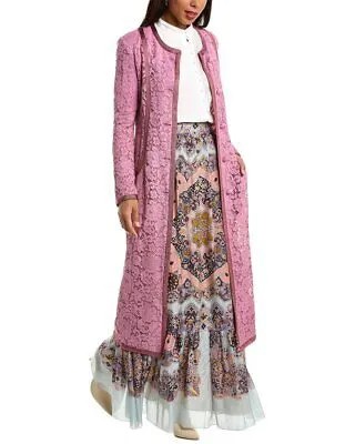 Etro Кружевное пальто на шелковой подкладке женское розовое 44