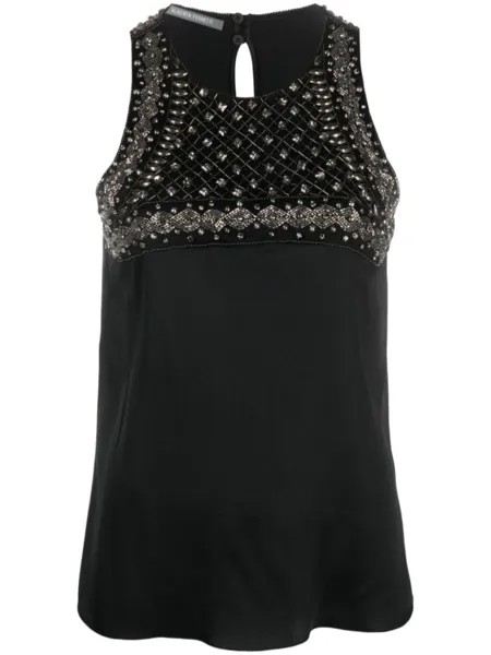 Alberta Ferretti блузка без рукавов с бисером, черный