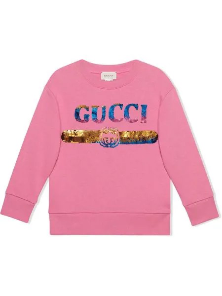 Gucci Kids толстовка 'Gucci' с логотипом и пайетками