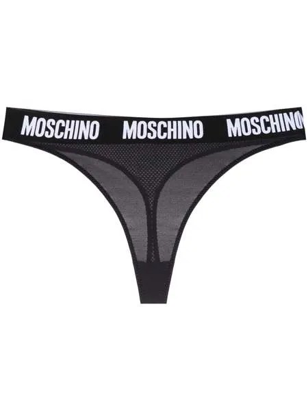 Moschino трусы-стринги с логотипом на поясе