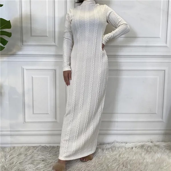 Рамадан, Зимний новый свитер, мусульманское Внутреннее платье для Абайи с длинным рукавом, однотонная идентификация для женщин, Пакистанская мусульманская одежда