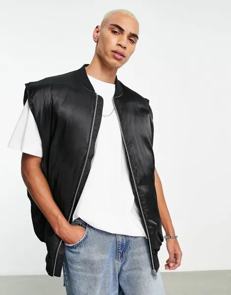 Черная куртка-бомбер оверсайз ASOS DESIGN