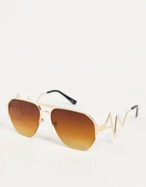 Золотистые солнцезащитные очки с отделкой на оправе Jeepers Peepers-Золотистый