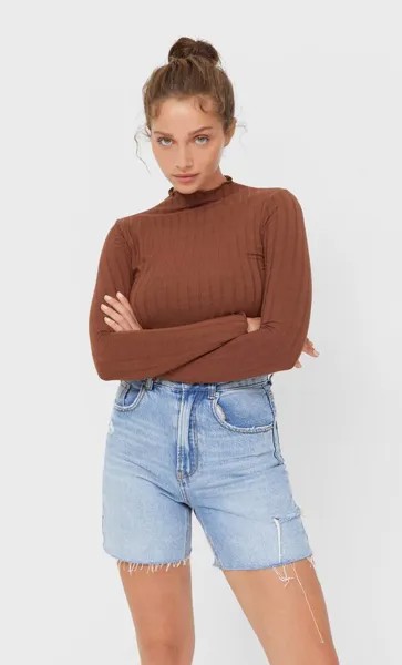 Stradivarius Лонгслив С Волнистыми Кромками Multicolor L