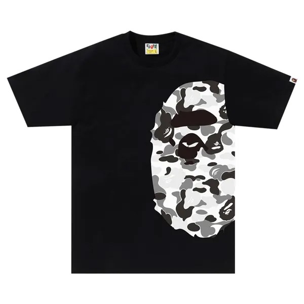 BAPE ABC Камуфляжная футболка с изображением головы большой обезьяны, цвет черный/серый