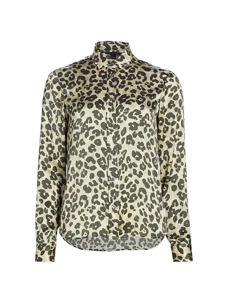 Шелковая рубашка с длинными рукавами с леопардовым принтом Atm Anthony Thomas Melillo, цвет leopard print
