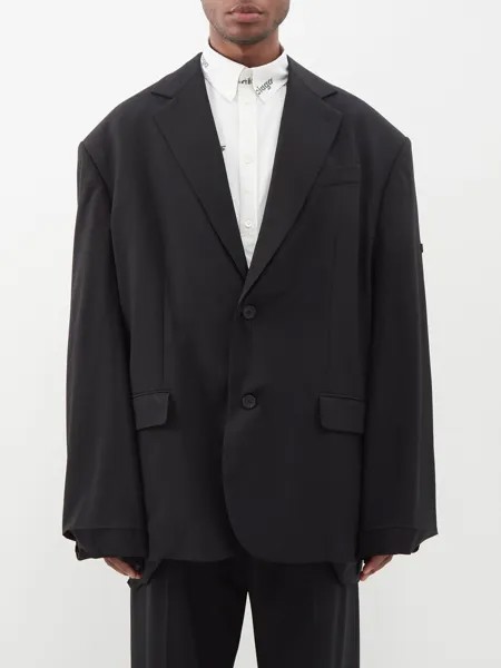 Однобортный пиджак оверсайз из шерсти баратеи Balenciaga, черный