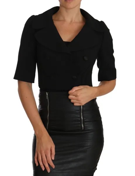Черный укороченный шерстяной пиджак DOLCE - GABBANA IT36/US2/XS, рекомендуемая розничная цена 2300 долларов США
