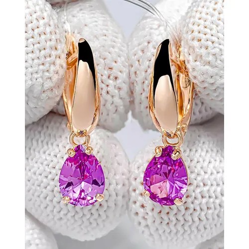 Серьги Trade Jewelry из серебра 925 пробы (покрытие золото 585) с александритом в форме капельки