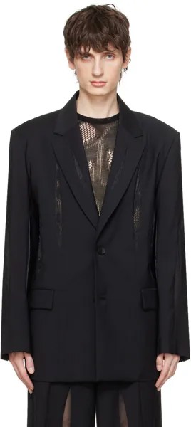 Черный пиджак со вставками Feng Chen Wang