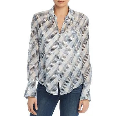 Женская синяя рубашка на пуговицах с клетчатым воротником Joie S BHFO 0693