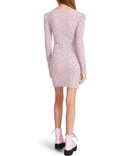 Платье Betsey Johnson Vintage Ditsy Printed Heathered Thermal Snap Front Long Sleeve Dress, цвет Mauve Shadows