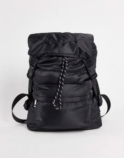Черный нейлоновый рюкзак в утилитарном стиле с затягивающимся шнурком ASOS DESIGN-Черный цвет
