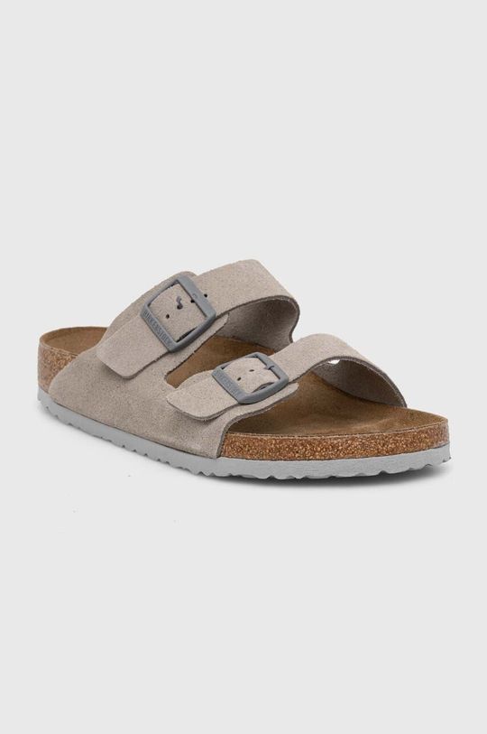 Замшевые шлепанцы Arizona Birkenstock, серый