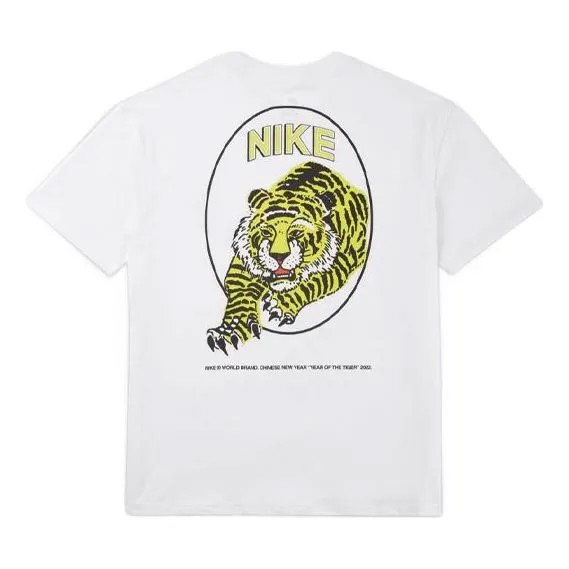 Футболка Men's Nike NRG TIGER Printing Round Neck Short Sleeve White T-Shirt, белый