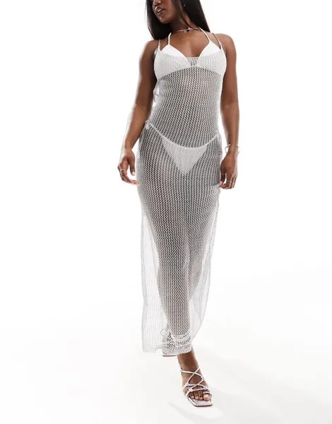 Пляжное платье макси серебристого цвета с вырезом «лодочка» SIMMI крючком Simmi Clothing