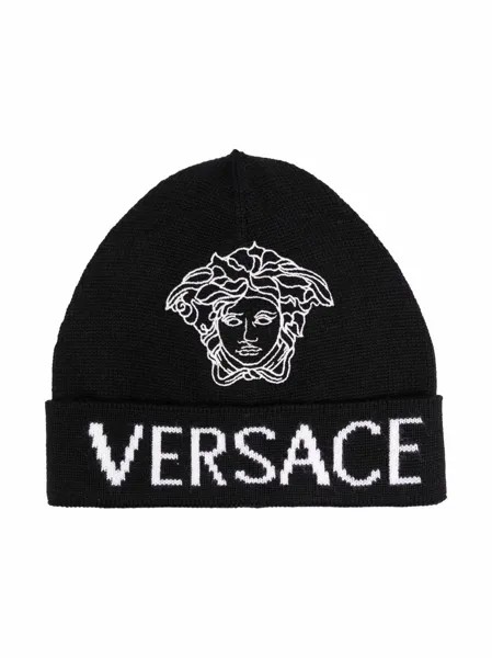 Versace Kids шапка вязки интарсия с декором Medusa