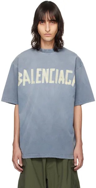 Синяя футболка с лентой Balenciaga