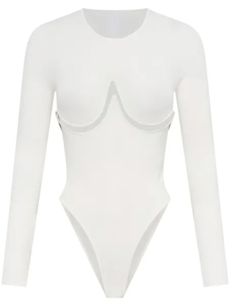 Боди с длинными рукавами и вырезом Dion Lee, белый