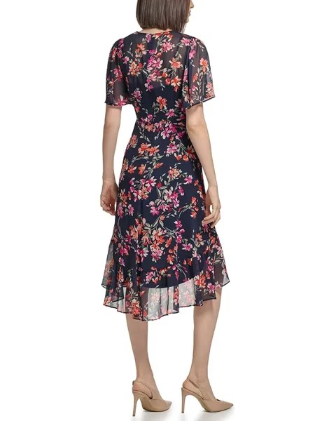 Платье Calvin Klein Chiffon Print Maxi Dress, цвет Indigo Multi