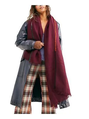Женский шарф-одеяло с темно-бордовой строчкой FREE PEOPLE и бахромой