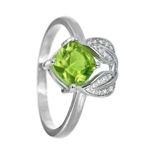 Серебряное кольцо 'Младица' с хризолитом и фианитами