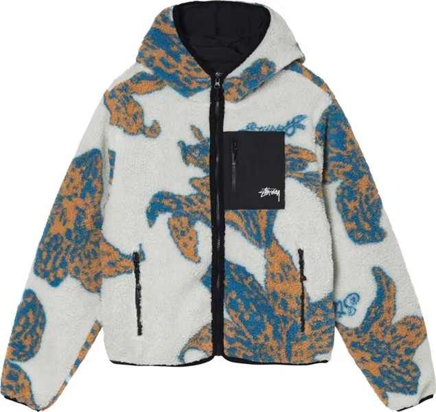 Куртка Stussy Floral Sherpa Hood Jacket 'Bone', кремовый