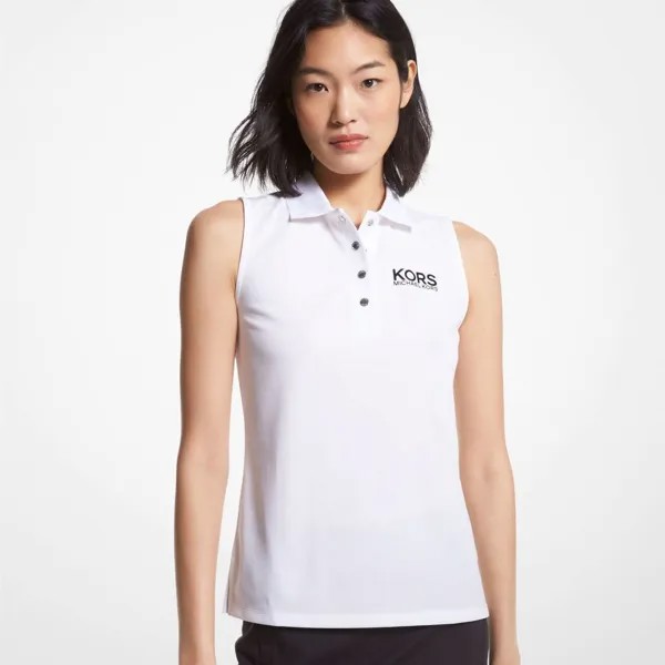 Рубашка-поло без рукавов Michael Michael Kors Golf Logo Pique, белый