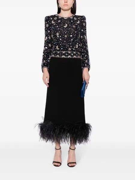 Jenny Packham декорированная блузка Orbit, синий
