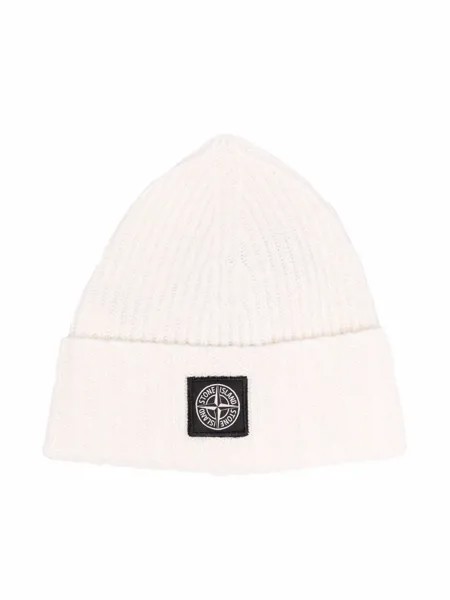 Stone Island Junior шапка бини с нашивкой-логотипом
