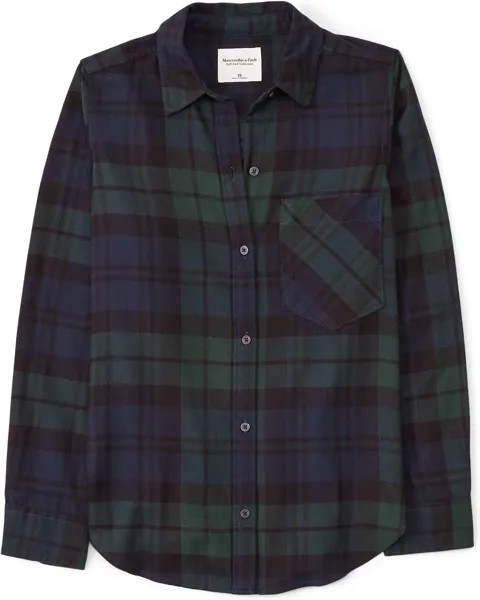 Рубашка Long Sleeve Flannel Abercrombie & Fitch, цвет Green Plaid