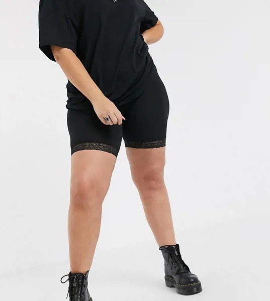 Черные шорты‑леггинсы с кружевной отделкой Only Curve-Черный