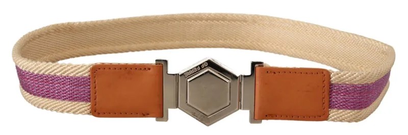 Ремень GF FERRE Разноцветный кожаный серебристый с шестигранной пряжкой с логотипом s.85см / 4см $250