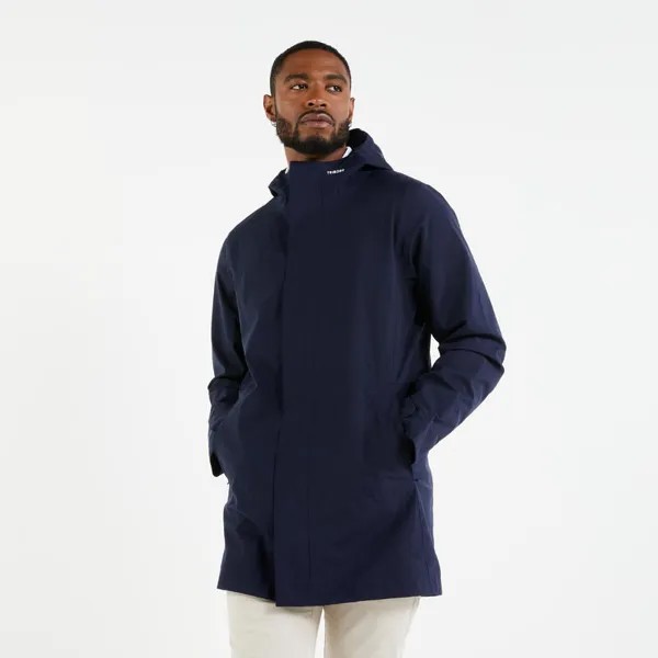 Мужская непромокаемая куртка ветрозащитная парка-дождевик Sailing 300 темно-синяя TRIBORD, цвет azul