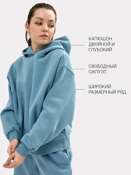 Худи женское теплое в зеленом цвете