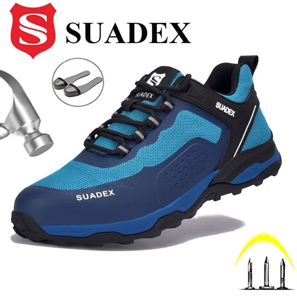 SUADEX рабочая обувь, мужская защитная обувь со стальным носком, строительные защитные легкие противоударные ботинки, кроссовки, безопасность...