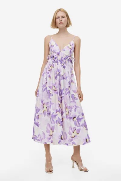 Платье с завязками H&M, сиреневый/цветочный