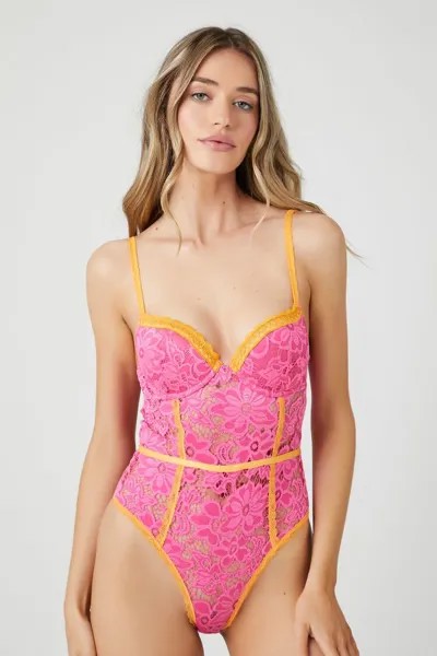 Боди из контрастного кружевного нижнего белья Forever 21