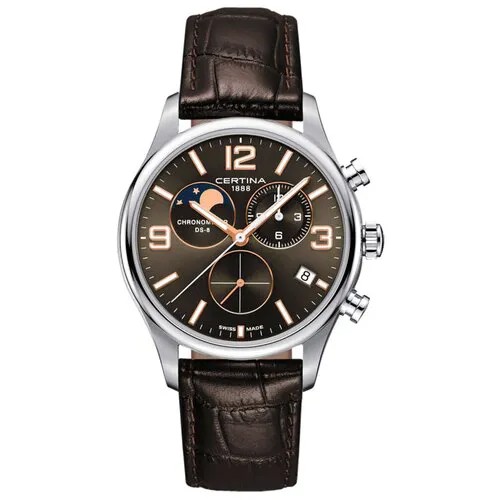 Наручные часы Certina DS-8, серебряный, коричневый
