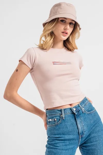 Короткая футболка с логотипом Calvin Klein Jeans, розовый