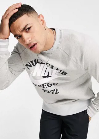 Серый свитшот с винтажным принтом Nike Collegiate