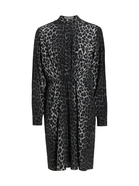 Присборенное платье прямого кроя с гепардовым принтом Michael Kors Collection