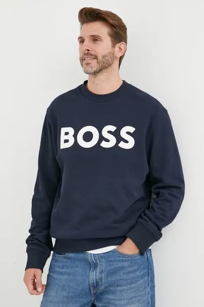 Хлопковая толстовка Boss Orange, темно-синий