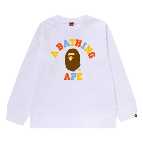 Футболка с длинными рукавами для колледжа BAPE Kids Colors, Белая