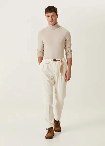 Белые бархатные брюки стандартного кроя с поясом White Sand