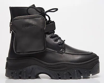Черные женские повседневные ботинки Bronx Jaxstar Mid Cut, армейские кожаные ботинки