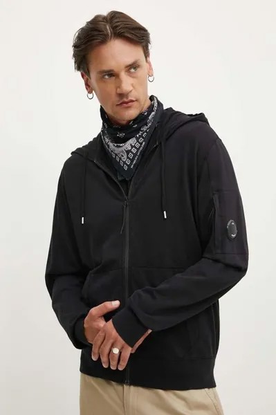 Хлопковая толстовка Light Fleece C.P. Company, черный
