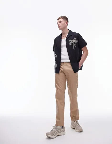 Topman — Элегантные прямые брюки из плотного хлопка каменного цвета
