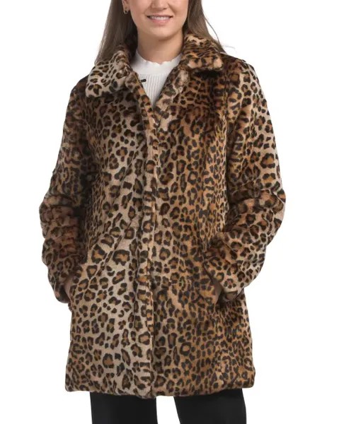 Пальто из искусственного меха Missy с леопардовым принтом Anne Klein, цвет Leopard